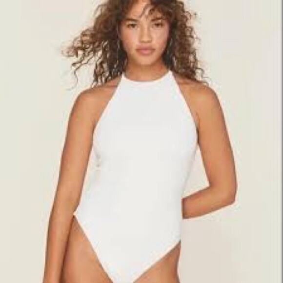 Andie Swim New With Tags Asbury Ribbed One Piece Swimsuit High Neckline M - Picture 1 of 6